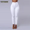 Kadın kotları düz renkli skinny jeans kadın beyaz siyah yüksek bel render kot pantolon seksi uzun pantolon femme gündelik kalem pantolon kot 230308