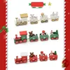 Décorations de Noël 4 nœuds Train peint en bois décoration pour la maison avec Santa enfants jouets ornement Navidad 2023 année cadeau