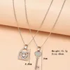 Colliers pendentifs 2 pièces/ensemble femmes mode cristal clé serrure collier pour amoureux Simple clavicule chaîne fête bijoux cadeaux