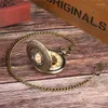 Montres de poche Vintage Moitié Unisexe Remontage Manuel Mécanique Montre Chiffres Romains Creux Bronze Pendentif Horloge FOB Chaîne