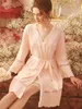 Vêtements de nuit pour femmes, Robe princesse une pièce, chemise de nuit courte d'été, pyjama en coton Vintage rose et blanc, 2023