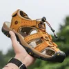 Sandalen heren sandaal echte lederen mannen schoenen voor zomer groot formaat buiten wandelschoenen mannelijke sandalen man slippers plus maat 230309