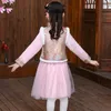 Ethnische Kleidung Chinesische Mädchen Jahr der Kinder Cheongsam Hanfu Tang Anzug Weste Kleid Gedruckt Stickerei Winter Rosa Plus Samt