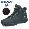 Boots BONA Arrival Nubuck Leather Shoes Winter Boots Men Warm Sneakers Outdoor AntiSlip Ankle Plush Snow Boots Masculino 230309