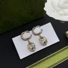 Designer oreille g. Letter Logo Stud Oreing Luxury Women Fashion Double cerceau bijoux femme Metal Ggity Pearl Earge 33W