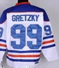 Uomo personalizzato 99 Wayne Gretzky Hockey vintage Hockey Black Bianco bianco blu giallo viola arancione ricamo alternativo alternativo uniforme traspirabile