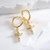 Boucles d'oreilles créoles Mafisar couleur or croix petite goutte délicate pavée zircone cubique bijoux pour femmes fille 2023 cadeau à la mode