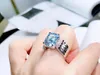 Cluster ringen hjy aquamarine ring fijne sieraden puur 18k goud natuurlijk 6.36ct blauwe edelstenen voor vrouwen verjaardagscadeautjes
