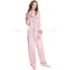 Women's Sleepwear Womens Silk Satin Pajamas Set Pajama Pyjamas Set Sleepwear Loungewear XS S M L XL 2XL 3XL 230309