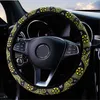 37-39cm Car-styling Steering Wheel Cover Floral Print Bohemia Style Car Interior Accessories Car Interior Knitted Set