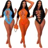 Bluk Großhandel Sexy Hollow Out Bandage Bikinis Einteiliger Badeanzug Mesh Hosen Zweiteiliges Set Strand Outfits Bademode Designer 9431