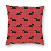 Oreiller de luxe écossais Terrier Plaid Tartan imprimé taie d'oreiller carrée décor à la maison Scottie chien S jeter étui pour canapé voiture