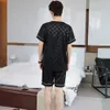 Men's Sleepwear Summer Pajamas 3XL Men Silk Satin Pullover Shorts 2 Piece Set Sleepwear Man Pajama Home Clothes Nightwear Men Sleep Lounge wear 230308