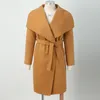 Giacche da donna Autunno e Inverno 2023 Cappotti a maniche lunghe per donna Giacca elegante in lana Cintura con scollo a V Capispalla semplice