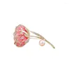 ブローチYysunny Luxury Flower Brooch Pink Imitation Pearl Banquet Jewelry Corsage Pin Clothing Accessories Birthday Gift