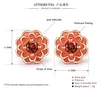 Stud Earrings Fashion Red Zircon Flower Earring For Women Epoxy Petals Simple Wedding Party Literary Gift Lady Jewelry