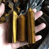 Decorative Figurines Natural High Quality Yellow Tiger Eye Point Quartz Reiki Gemstone Healing Tower Crystal Wand For Decoration