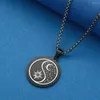 Pendentif Colliers QIAMNI Mode En Acier Inoxydable Créatif Céleste Soleil Lune Étoile Tai Chi Yin Yang Collier Couple Anniversaire Bijoux Cadeaux