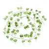 Decorative Flowers 12pcs/Lot 2Meters Green Artificial Hanging Vines Rattan Leaf Vagina Grass Plants Grape Leaves Home Garden Party Wall