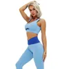 Set attivi Yoga Reggiseno sexy da donna a strati Tagliati Sport Wrap V Leggings a vita alta Set da 2 pezzi per