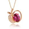 Chaînes Mode Personnalité Apple Forme Tempérament Pigeon Sang Rouge Imitation Tourmaline Pendentif Femme