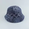 Brede rand hoeden 2021 Nieuwe mode vintage print denim emmer hoed omkeerbare bob chapeau femme hiphop cap gorro uisex visser hoed r230308