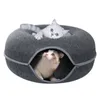 Cat Toys Donut Shape Bed Inhoor S Tunnel och Round Large Cave Hard Felt dragkudde för alla säsonger 230309