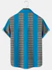 Men s Casual Shirts Summer Yellow Blue Green Striped Simple Trend Printing Hawaiian and Women s Beachwear 230309