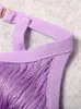 Повседневные платья Beaukey 2023 модная кисточка Purple Bodycon Bangage платья без спинка сексуальные высококачественные ночные клубы Halter vestidos xl