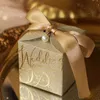 Present Wrap Wedding Candy Box med Pearl Ribbon Bow Highend Gift Chocolate Box Högkvalitativ Glitter Powder Shell Present Box 230309