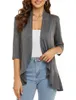 Kvinnorjackor 2023 Autumn Solid Color Cardigan Jacket Loose Casual Blus Sexig Lady Coat Three-Quarter Sleeve Ruffle Top Blusas 22902