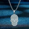 Pendant Necklaces QIAMNI Punk Stainless Steel Flower Skull Necklace Gifts Hip Hop Rock Personality Gothic Men's Choker Halloween Jewelry