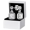 Ohrstecker mit quadratischem CZ-Diamant-Anhänger für Pandora, 925er-Sterlingsilber, Hochzeits-Party-Schmuck für Frauen, Freundin, Geschenk, Designer-Ohrring-Set mit Originalverpackung