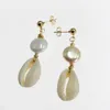 Stud Earrings KBJW Elegant Jewelry Gold Color Oval Flat Genuine Pearl Shell Cute Statement Easy Match 2023