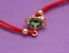 Urok bransolety maleńkie miedziane eleganckie zielone kryształowo -sześcienne cyrkonia Planet Star Bransoletka Czerwona sznur Protect Powodzenia Regulowana biżuteria