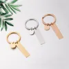 Keychains roestvrijstalen rechthoek ronde charme sleutelhanger leeg voor grave metaal tag sleutelhanger spiegel gepolijst 10 stks