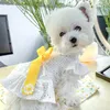 Dog Apparel Pet Clothes Flower Dress Hollow Out Bow Princess Thin Style Comfortable Dresses For Small Dogs Products