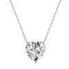 فاخر 925 ستيرلنج الفضة القلب قلادة زفاف قلادة امرأة مصمم مجوهرات أبيض وردي 5A مكعب الزركونيا الماس قلادة 18K سلسلة الذهب قلادة هدية