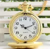 Pocket Watches Fashion Quartz Golden Locomotive Modern Clock Good Quality Steampunk Necklace