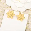 2023 Luxury quality charm stud earring flower shape in 18k gold plated have box stamp words PS3241A