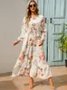 Robes décontractées Printemps Femmes Maxi Robes Casual À Manches Longues Imprimé Floral O-cou Femme Bohe Beach Party Robe Longue Mujer Robes Drop 230309