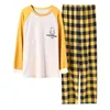 Dames slaapkleding lente en herfst dames katoenmeisje cartoon pyjama pyjama lage mouwen broek groot formaat pak herfst en winter thuisdienst 230309