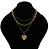 Pendant Necklaces Fashion Gold Color Metal Thick Chain Necklace For Women Multilayer Choker Pearl Pendants Female JewelryPendant