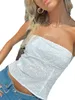 Women's Knits Tees Women Bandeau Off-shoulder Tops Solid Color Summer Casual Strapless Sleeveless Crop Tops Streetwear Club Wear W0306