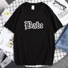 T-shirts pour hommes Creux Font Design Babe Chemise Hommes Coton Respirant Tshirt 2023 Marque Surdimensionné Vêtements Lâches Crewneck Tops D'été