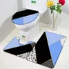 Tappeti 3Pcs Tappetini da bagno geometrici Set Creative Gold Line Tappeto per porta in marmo rosa nero Stampa moderna Decorazioni per il bagno Tappetino antiscivolo per WC