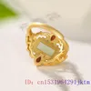 Cluster Rings Green Jade Designer Real Gift Natural Chinese Luxury Stone Adjustable Ring Vintage 925 Silver Gifts Women Jewelry Charms