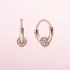Brincos de argolas de pavimento de ouro rosa para Pandora 925 Sterling Silver Wedding Party Jewelry for Women Girlfriend Gift CZ Diamond Designer Brincho