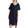 Casual Dresses Summer Short Sleeve V Neck Pockets Vintage Cotton and Linen Loose Mini Oversized vestidos Y2302