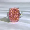 Coussin coupe 11*15mm bague en diamant rose 100% réel 925 en argent sterling fête bagues de mariage pour femmes hommes bijoux de fiançailles